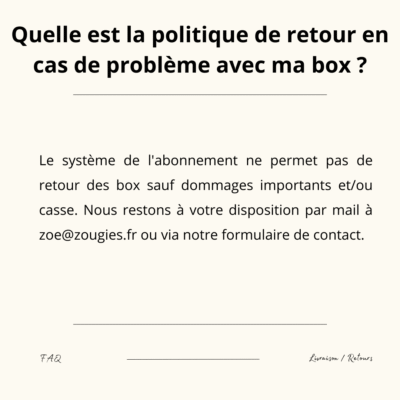 FAQ - Livraison retour Box Bougie Zougies